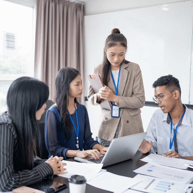 A group of people in a discussion