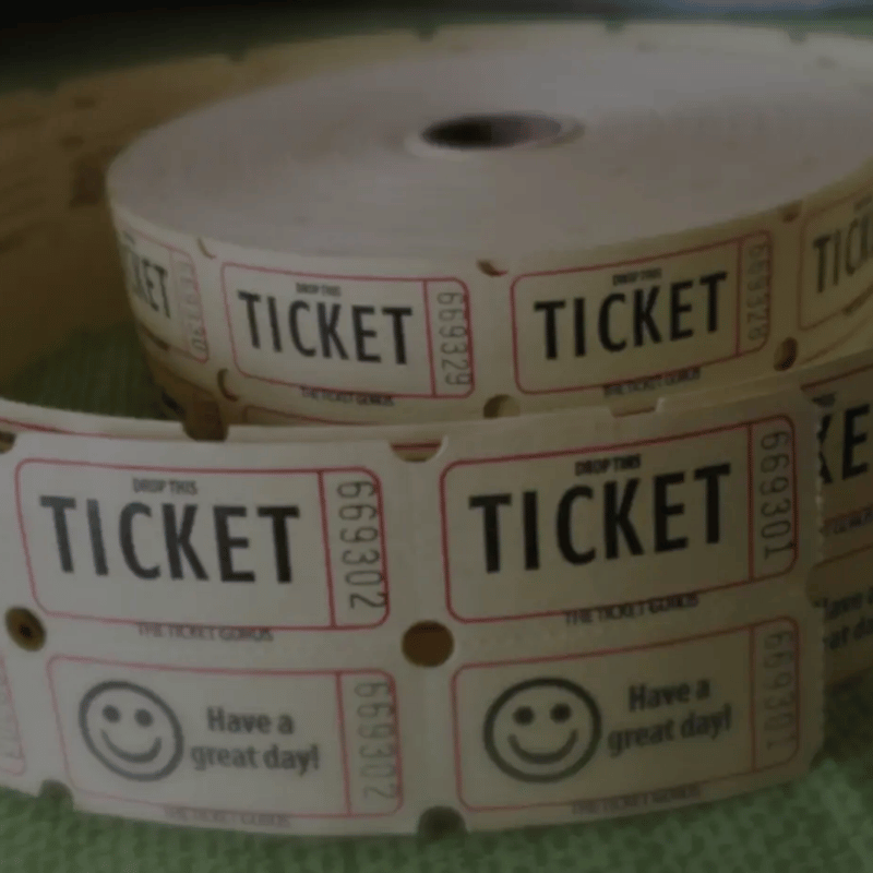 A roll of raffle tickets
